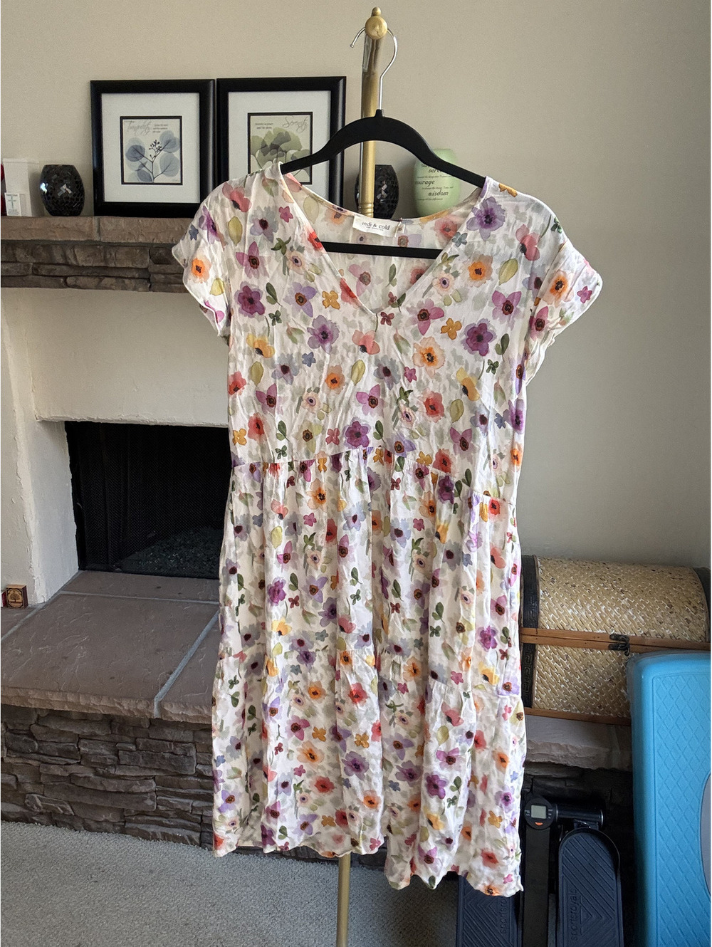 Indi and Cold San Sebastian Cream floral sundress with flutter sleeves Size XS